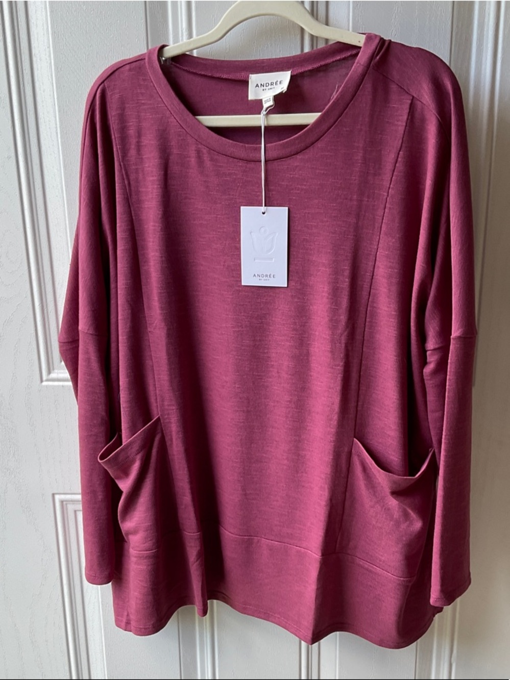 ANDREE BY UNIT Rose-Mauve Relaxed Pocket Pullover